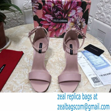 Dolce  &  Gabbana Heel 10.5cm Leather Sandals Light Pink with D & G Heel 2021